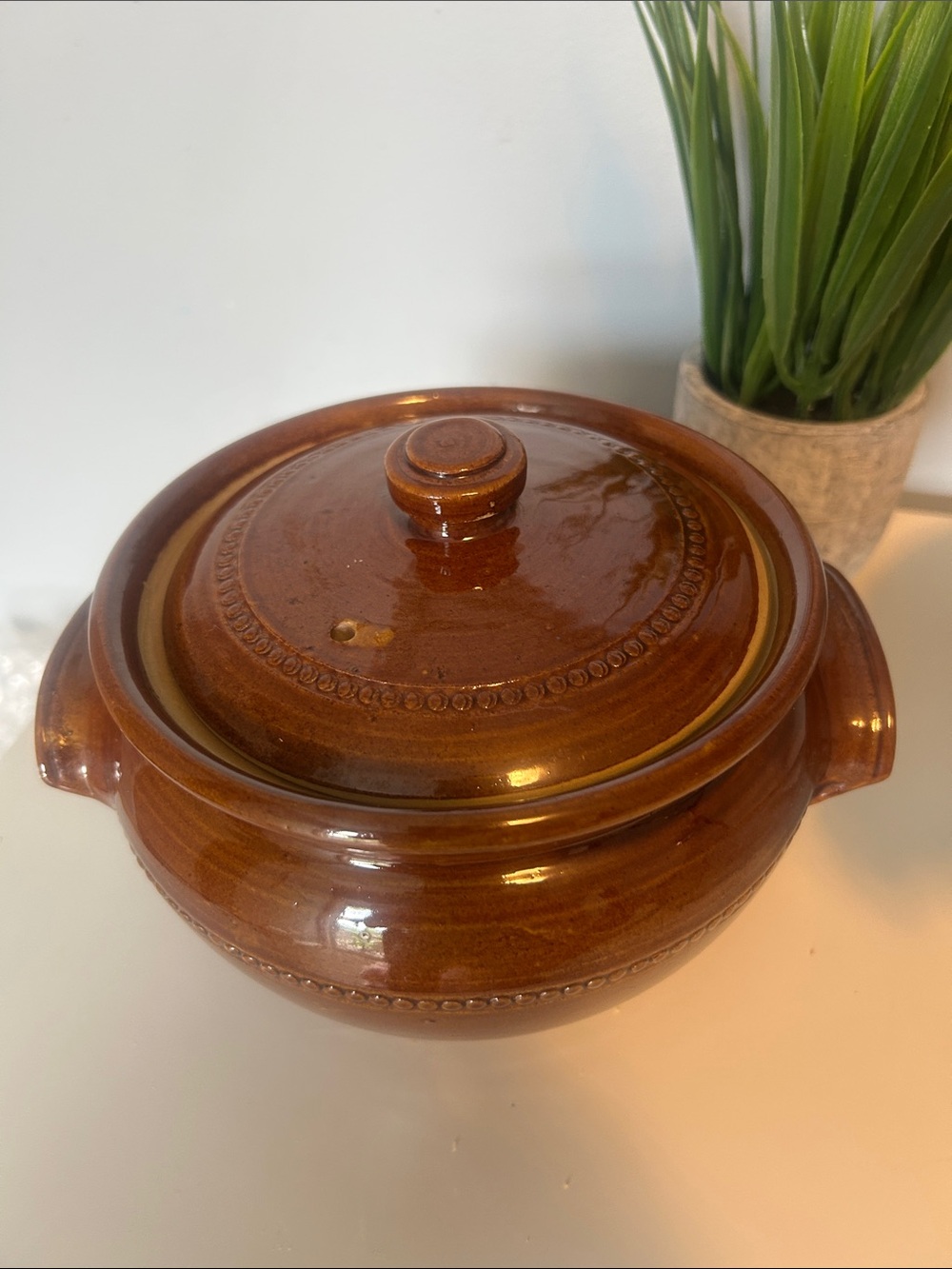 Vintage Pearsons of Chesterfield Stone Casserole Dish w Lid Made in England